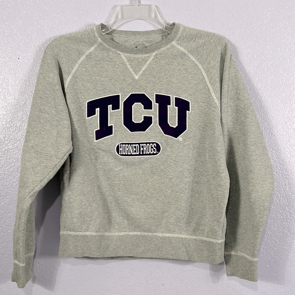 Texas Christian university, horned frogs spellout, crewneck sweatshirt, sz small - Picture 1 of 7
